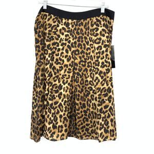 Jones New York A-Line Skirt Womens Size 12 Black Brown Leopard Print NEW